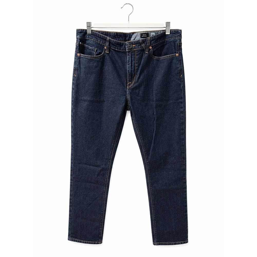 Volcom Vorta Slim Straight Jeans Mens 36 Dark Wash Indigo Denim Pants